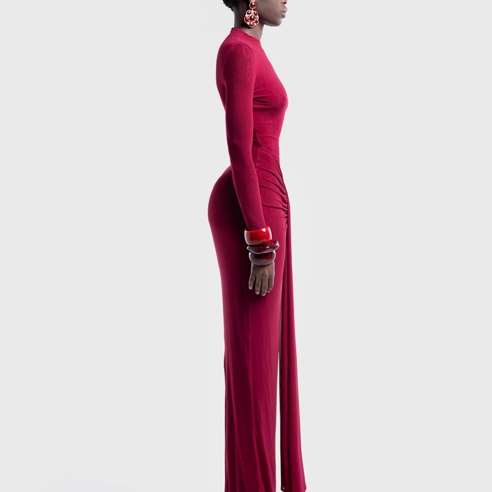 BBXBRAND ALUYA MESH DRESS - DEEP CHERRY - Picture 3 of 7